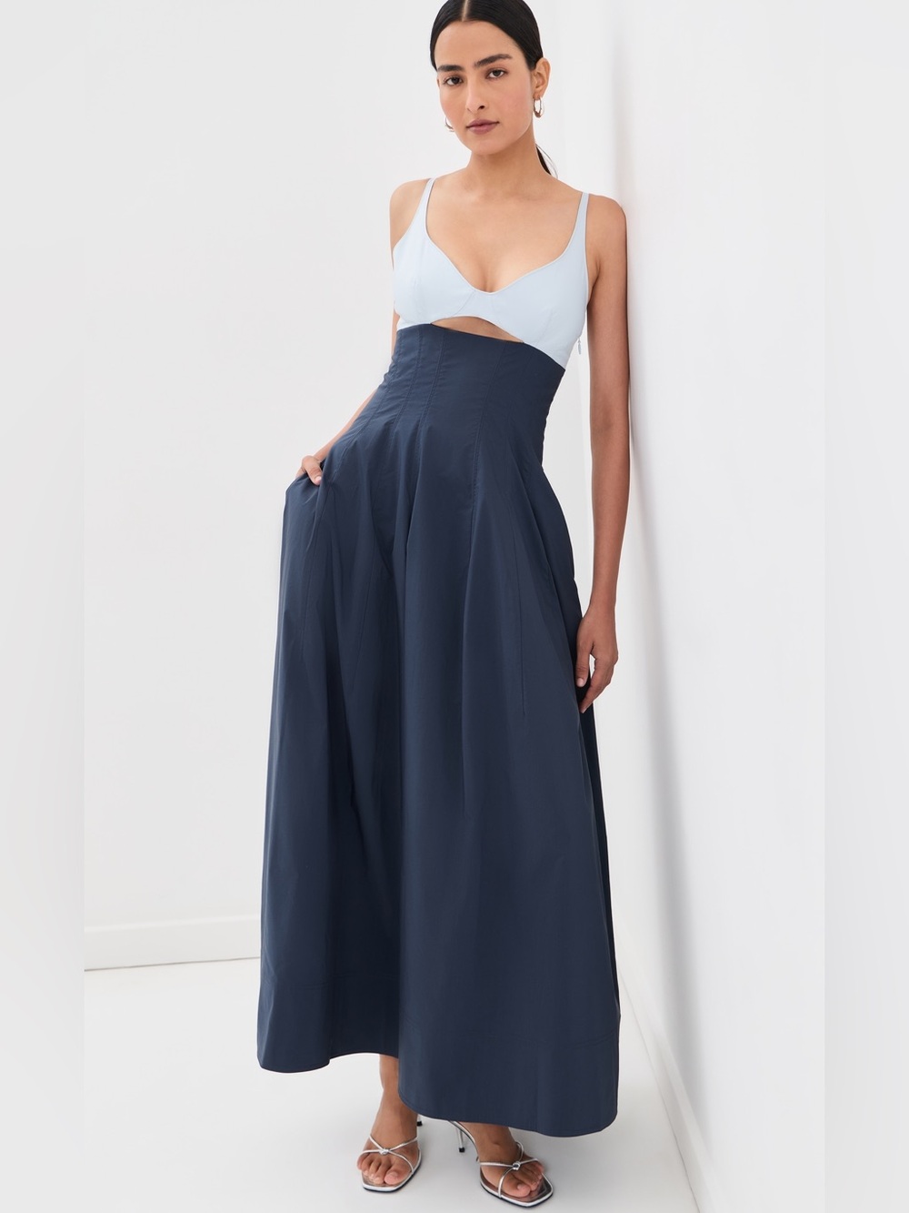 SIMKHAI NWOT Maddy cotton-blend poplin midi dress
